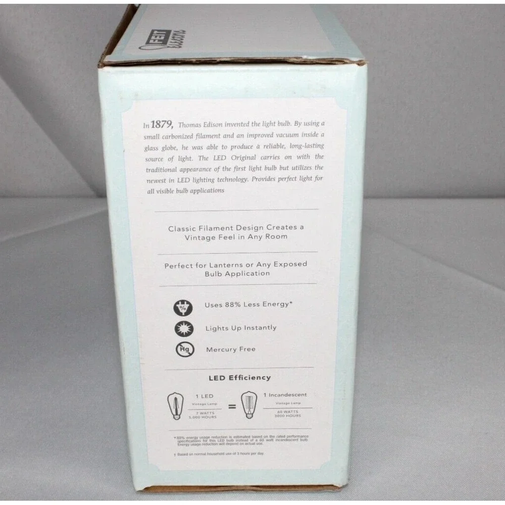 LED Original Thomas Edison Vintage Style Bulbs 4 pack - 7 Watts - 800 Lumens - Picture 3 of 6